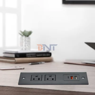 BNT in Desk Recessed Desk Power Strip US Power Outlet with 2 USB Port /Office Sofa Cabinet Hidden Mounted Desk Usb Socket
