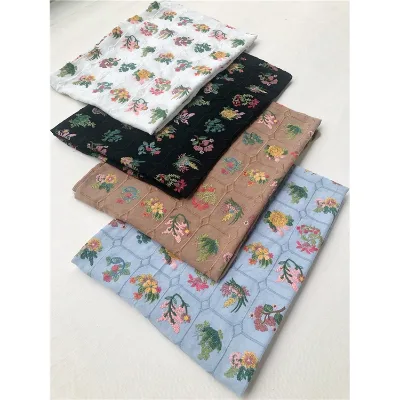 Luxury Style Flower Women and Children Dress Skirt Dress Embroidered Cotton Lace Fabric Breathable Lightweight
