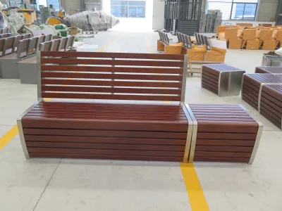 Robust Steel Park Bench with Backrest, Designed for Heavy-duty Commercial Outdoor and Public Environments.