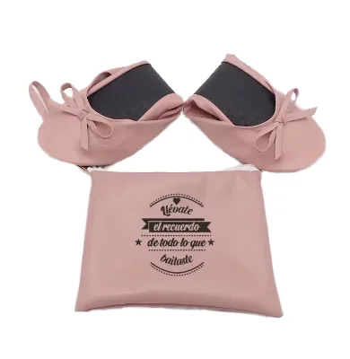Custom Cheap Silver Light Weight Printed Slip-On Foldable Flats All Season Wedding Gift for Guest