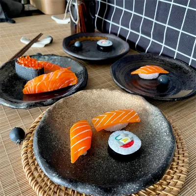Sushi Food Replica Set Nigiri Maki Gunkan Salmon Resin Miniature Fake Food Sample Restaurant Display Toy Home Decor