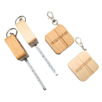 Custom logo Laser Engrave Mini 2M Steel Wooden Tape Measure Maple Wood