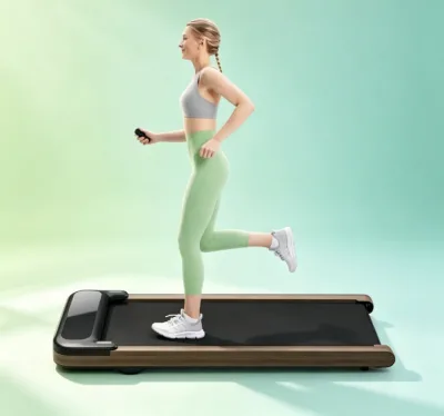 UREVO Wooden Foldable Under-Desk Treadmill APP SmartCoach 1-6km/h Compact Electric Walking Pad Remote Control Running Walking