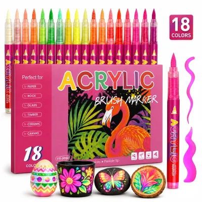 18 Color Direct Liquid Acrylic Markers Available for School Stationery Gift Perfect for Artist DIY Creative Acrylic Marker Pen
