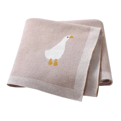 Wholesale 100% Cotton Knit Baby Swaddle Anti Static Anti Pilling Duck Pattern Portable Customizable All Season Wrap