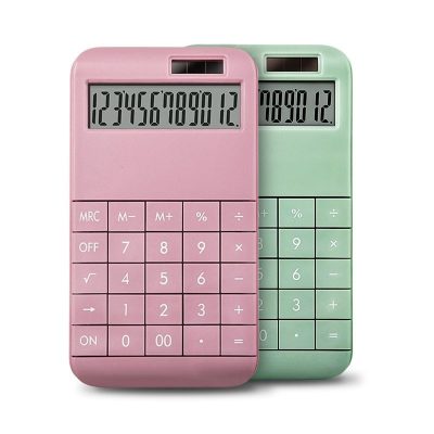 Basic Standard Calculator 12 Digit Desktop Pink Calculator with Large LCD Display for Office School Business Use