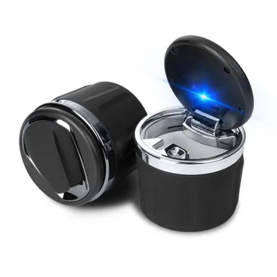 Creative Mini Portable VIP Car Ashtray with LED Lamp Leakproof Ceramic Liner and Cigarette Holder
