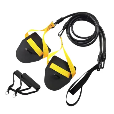 Wholesale Fitness Dipped Latex Tube Swim Paddles Training Exercise Tether Bungee Cords Swimming Resistance Bands