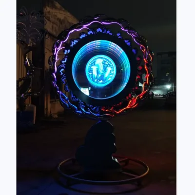 Design Waterproof 3d Circle Fire Led Motif Decorations Lights High Quality