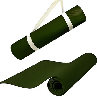 Bodyband Yoga Mat Women Men 4mm Carrying Strap Extra Thick 183cm Rectangular Anti-Tear Anti-Slip Army Green