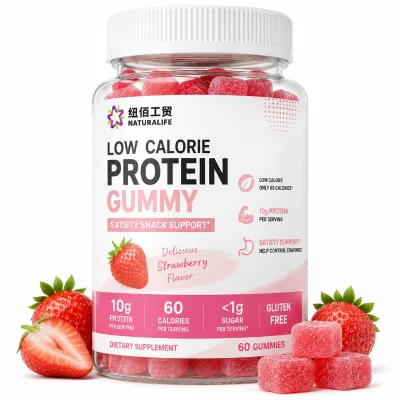 Low Calorie Protein Gummy for Diet Fitness Fans with Strawberry Flavor and Satiety Snack Support Control