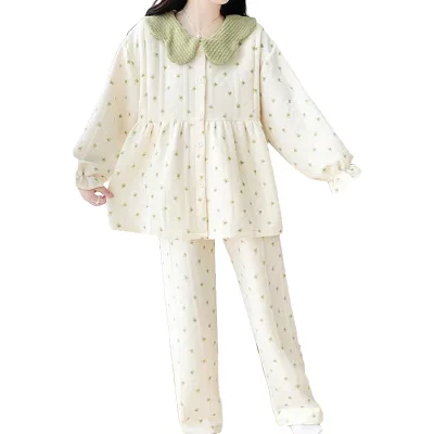 Wholesale Pregnant Women's 7A Antibacterial Pajamas, Autumn Winter Postpartum Warmth, Breastfeeding, Loungewear, Maternity Set