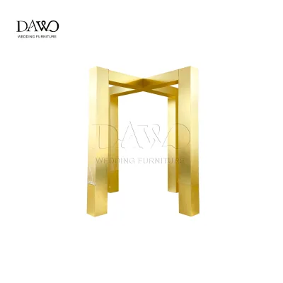 Gold Stainless Steel Geometric Cross Arch Stand Modern Square Column Backdrop Frame 3-5 Year Warranty for Wedding Event Decor