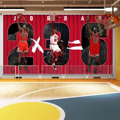 Boys Bedroom Waterproof Basketball Star Gym Wall Decorative Wallpaper Non-Pasted Moisture-Proof Mould-Proof