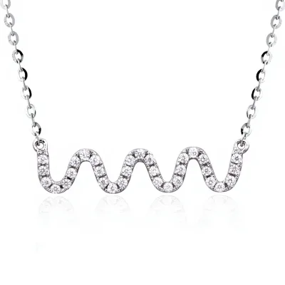 2022 New Luxury Niche Wave Curve diamond Pendant Necklace Women 18k Gold 14K Rose Gold 9K Platinum Cross Chain Clavicle