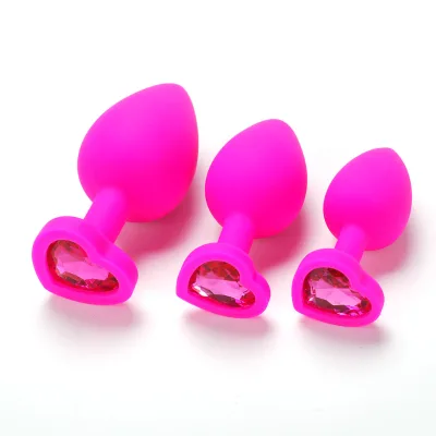 Size L Heart Silicone Crystal Anal Plug Butt Plugs Stimulator Prostate Massager Anal Sex Toys Dildo