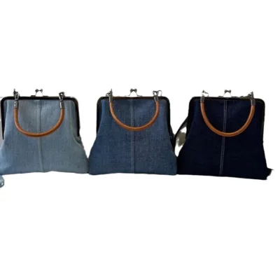 New Women's Handmade Denim Stitching Crossbody Small Tote Bag Fashionable Hand-Held Shoulder Bag