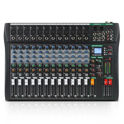 New Deign Professional Audio Mixer Sound Board Console 12 Channel USB Computer MP3 Input for DJ Studio