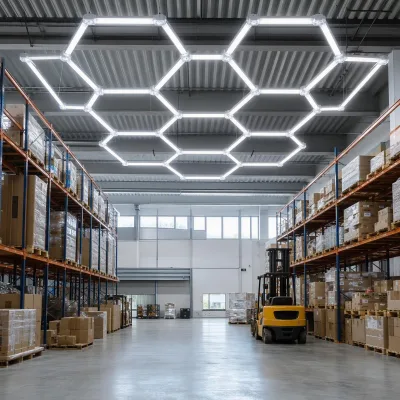 Hexagon LED High Bay Ceiling Panels for Warehouse Storage 6000K CRI 90
