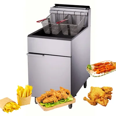 Professional 3 Burners Industrial Gas Deep Fryers Gas Quick Heat French Fries Equipment Temperature Control