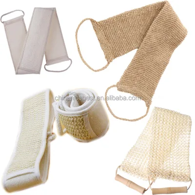 Exfoliating Shower Loofah Best Body Back Scrub Bath Belt Spa Set Cotton and Linen Scrubber Strap Brush Sponge