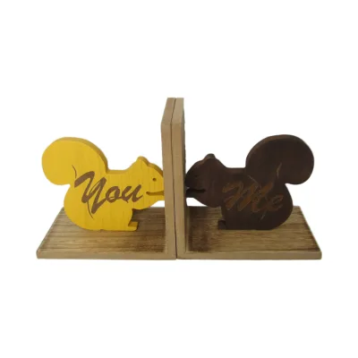 Wholesale Cute Kawaii MDF Wood Bookends Creative Rustic Decorative Kids Vintage Nursery Home Office Eco-friendly Book Ends