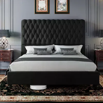Luxury Modern Best Quality Bedroom Set High Headboard Platform Upholstered Bed