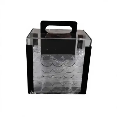 Clear Acrylic 1000-Piece Poker Chip Carrier with Custom Logo Universal Use Rack for Home & Commercial Use W/O Chip Rocks Inside