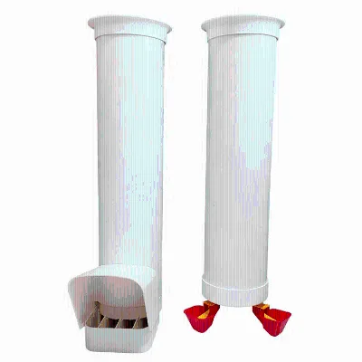 Poultry Chicken Duck Bird Pigeon Quail Hanging PVC Tubular/Tube Waterer With 2 Drinker Cups for Poultry House