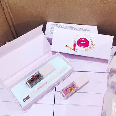 2 in 1 Long Lasting Waterproof Lip Set Hot Selling Makeup Wholesale Waterproof Vegan Liquid Lipstick With Black /pink Box Set