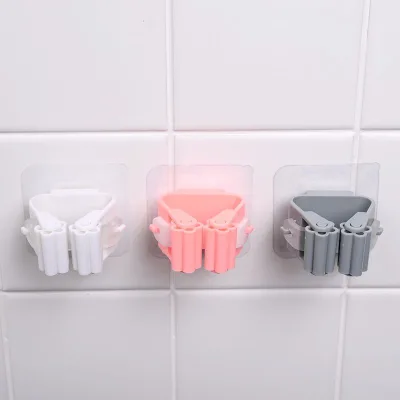 Home Multi-Functional Seamless Wall Sticker Hook Punch-Free Plastic Mop Clip