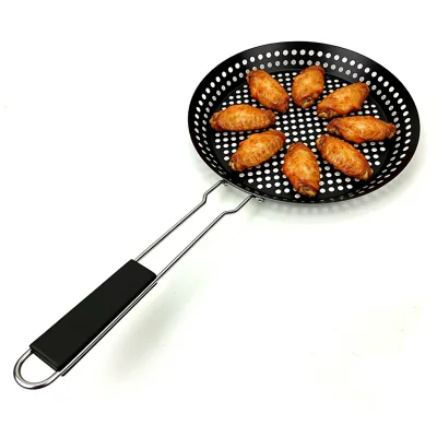 Factory Direct Outdoor Grill Pan Multi-Functional Metal Non-Stick Grill Pan with Holes