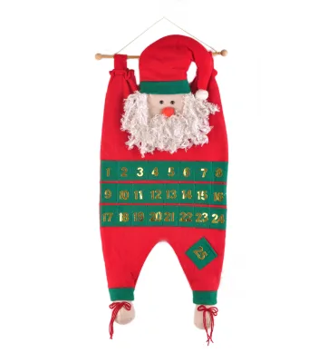 Customizable Size Santa Christmas Advent Calendar with 24 Pockets Felt Christmas Tree for Kids' Door Decorations