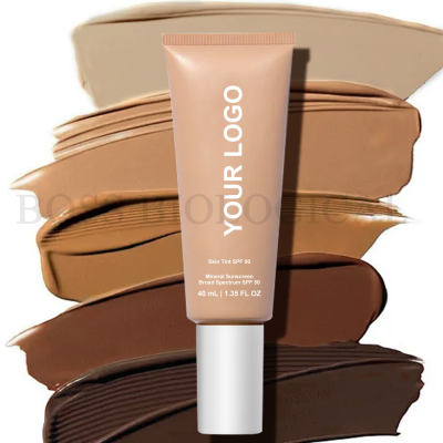 Custom Logo Skin Tinted SPF 50 Mineral Sunscreen with Light Medium Coverage with Hydrating & Radiant Finish Sun Protection Cream