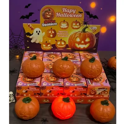 Halloween Pumpkin with Lights Dumplings Squeeze Squishy with Steamer, Cute Spooky Ghost Dumpling Rising Squishies