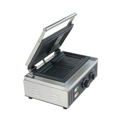 Electric Square Sandwich Press 2 Slice Contact Grill 1550W Temperature Control 50-300 Stainless Steel Compact Design Bakery
