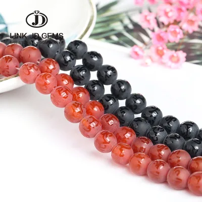 JD GEMS Wholesale Natural Heaven Eye  Loose Beads Frost Red Carved Buddha Tibetan Agate Stone  Beads