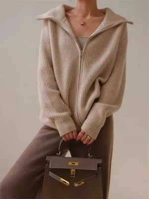 Wool Female Warm Lightweight Fitting Knitted Wool Cardigan