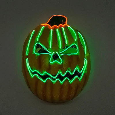 Halloween Neon LED Purge Mask Funny Latex Silk Print Luminous Light in the Dark Features Flash for Party Cosplay Supplies
