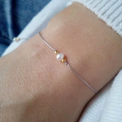 Sterling Silver Beaded Bracelet Fresh Water Pearl Bracelet Braid Bracelet