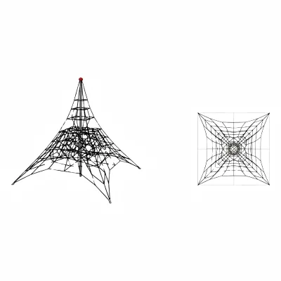 Honson Kids Pyramid Climbing Net Structure with Nylon & Metal 500kg Capacity for 5-10 Kids-Outdoor Playground Amusement Facility