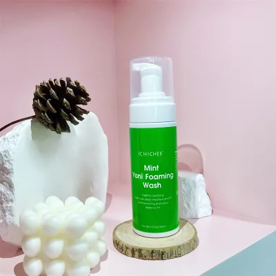 Mint Yoni Wash Foam Feminine Antibacterial Hypoallergenic Pure Herbal Eco-Friendly Foldable Cleaning Gel Made Natural Material