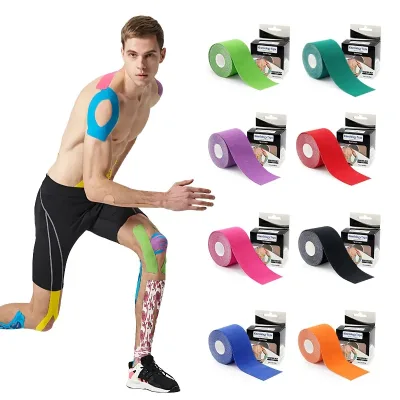 Colorful Football Workout Hands Medical Flexible Black Bandages Synthetic Roll Pre Wrap Sport Kinesiology Tape
