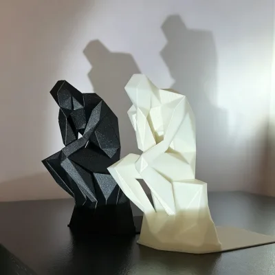 Abstract Thinker Statue Bookend 3D Printing Geometric Human Sculpture Book Holder Shelf Decoration Desk Accessory