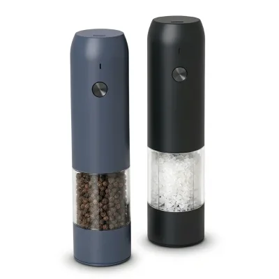 Customizable Non-toxic Rechargeable Salt and Pepper Grinder with LED Ambient Light and Large 70ml Visible Container for Kitchen