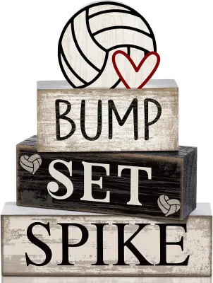 Removable Self-Adhesive Farmhouse Volleyball Table Decorations Tiered Tray Wooden Sign Faux Book Stack for Living