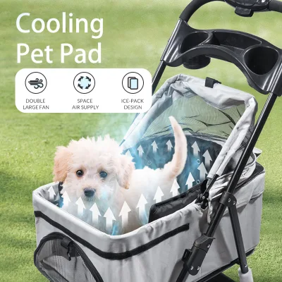 Anjuny Dual Fan Pet Cooling Mat With Ice Pack Pockets