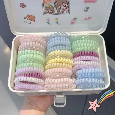 Girls' Sweet Telephone Wire Hairband Hairpin New Elastic Hair Tie for Tying Hair - High Elasticity, Durable Hair Accessory