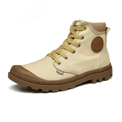 French Men's Ankle Canvas Tactical Boots Wholesale Price Hiking Style Casual Canvas Shoes for Men