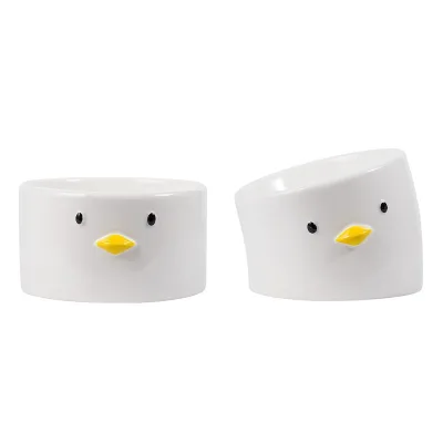 Eco-Friendly Ceramic Cat Bowl with Height Chicken Crooked Neck Design Solid Pattern Indoor Pet Bowl for Water and Food
